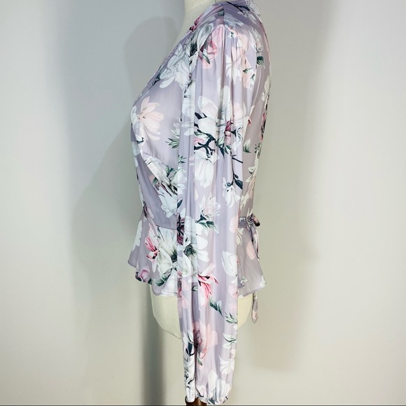 FOREVER NEW Floral Long Sleeve Wrap Blouse Size 10 - Picture 5 of 14